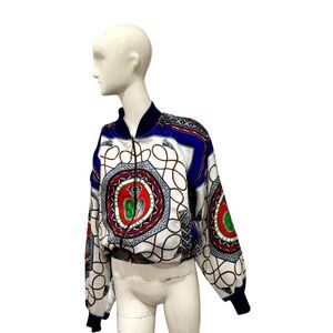 Vintage Baroque Printed Bomber Jacket 90s Women